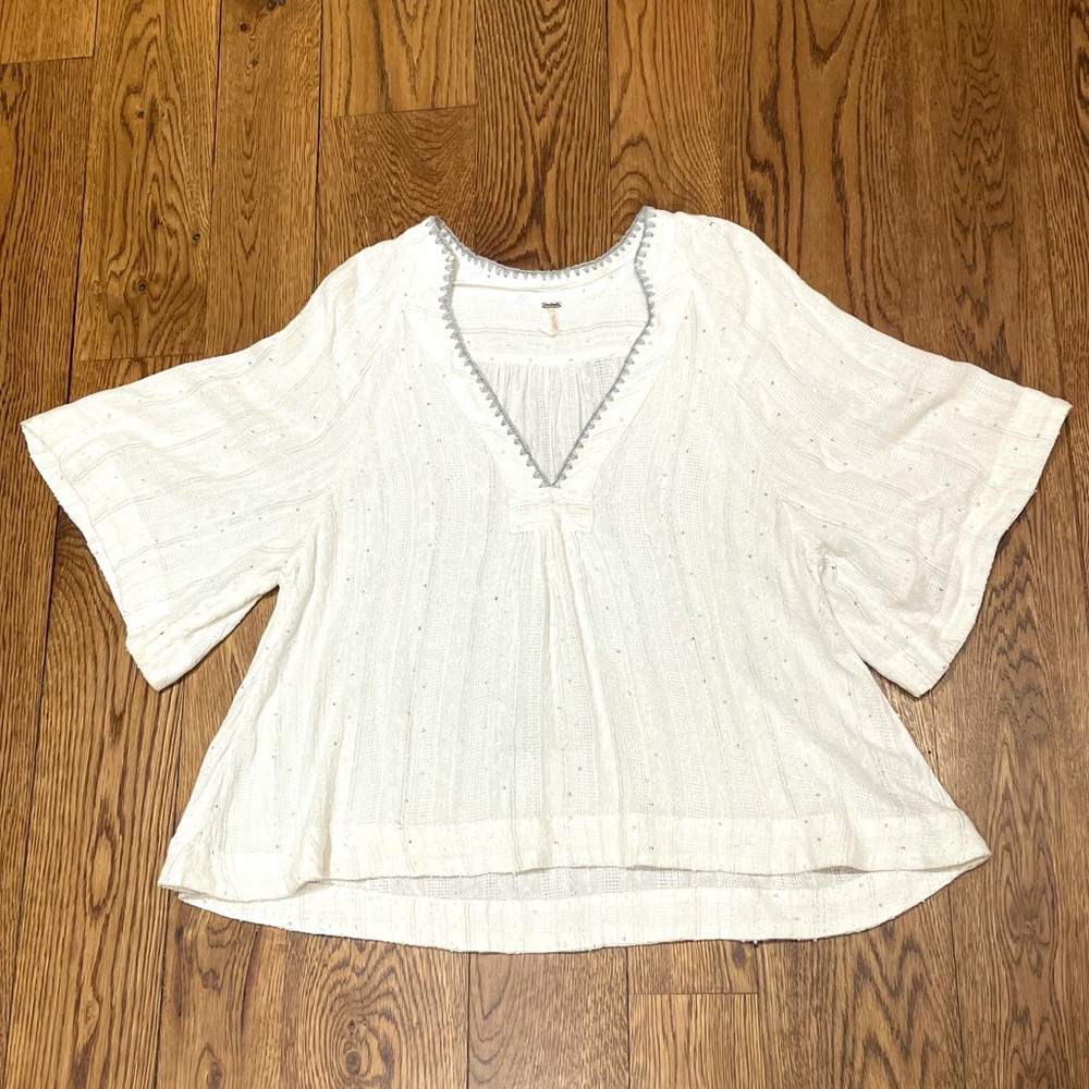 Free People V Neck Sparkle Swing Top